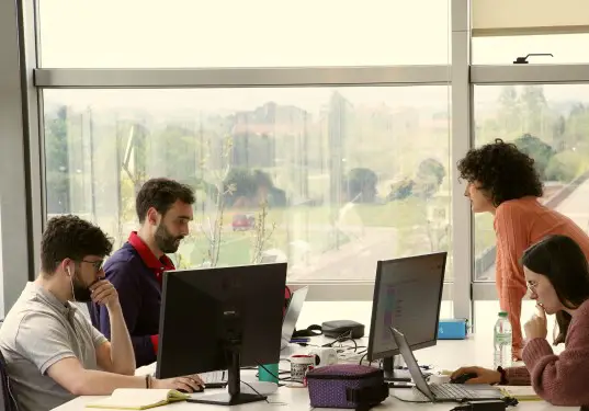 Personas del equipo de SotySolar trabajando en la oficina